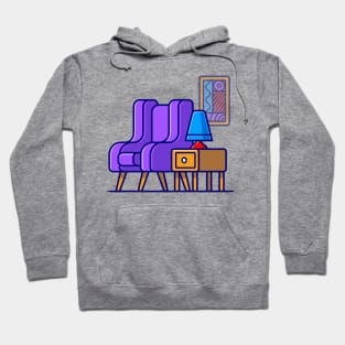 Sofa, Corner Table, And Lamp Cartoon Hoodie